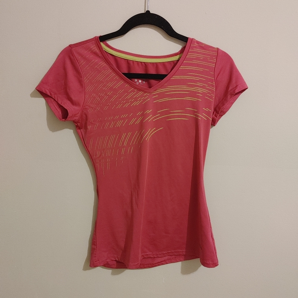FILA Neon Pink Workout V-neck T-shirt